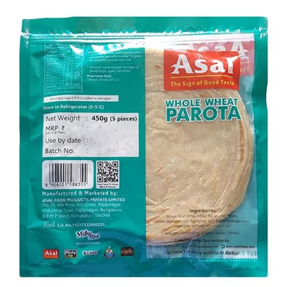 Asal Whole Wheat Parota - Soft, Delicious, Ready To Cook, 450 g-2.webp